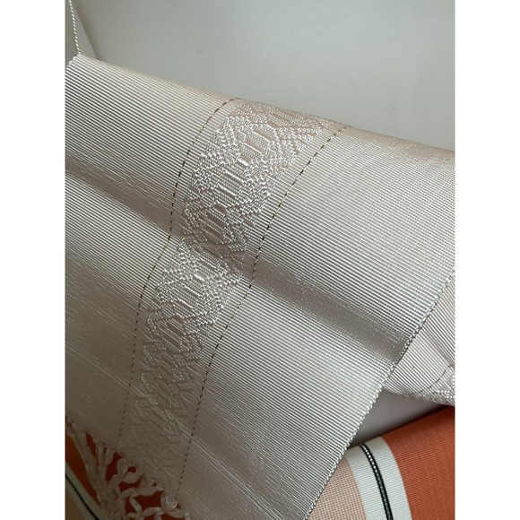 Vintage Japanese Obi Tie Waist Fabric Belt Peach Orange Stripes 40 Inches Spring - Picture 4 of 13